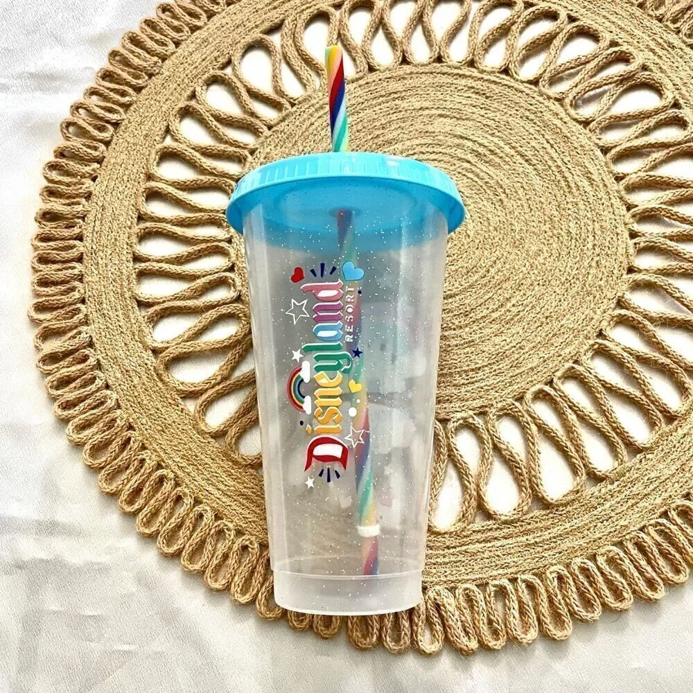 NWOT Disney Tumbler With Straw Disneyland Castle Be Your Own Rainbow